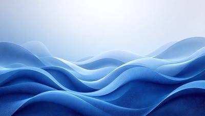 The primary subject of the image is a blue ocean with waves. The setting is a vast expanse of water, and the visual style is a digital art or illustration. The dominant colors are blue and white, creating a serene and calming atmosphere.