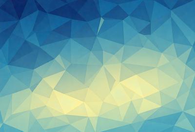 The primary subject of the image is a blue sky with a pattern of triangles. The setting is a cloudy day, and the visual style is a digital art or illustration. The dominant colors are blue and yellow, creating a calm and serene atmosphere.