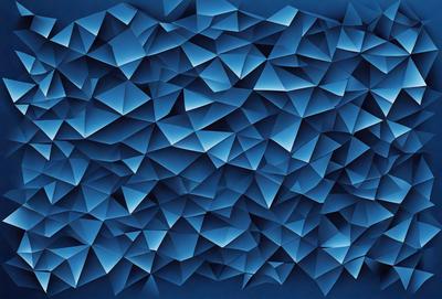 The primary subject of the image is a blue background with a pattern of triangles. The setting is a blue background, and the visual style appears to be a digital art or illustration. The dominant colors are blue and white, creating a calm and soothing atmosphere.