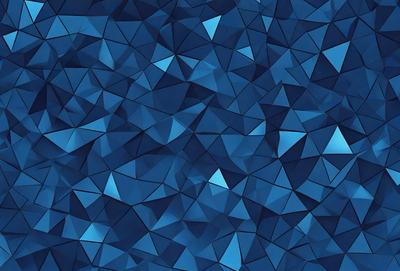The primary subject of the image is a blue geometric pattern, which is the main focus of the image. The setting is a blue background, and the visual style is a digital art or illustration. The dominant colors are blue and white, creating a calm and soothing atmosphere.