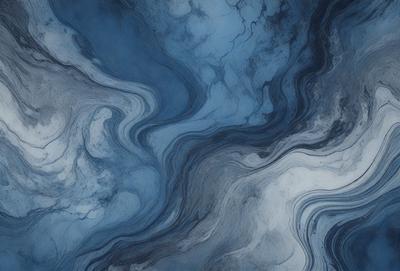 The primary subject of the image is a blue and white ocean scene. The setting is a vast body of water with waves and ripples, creating a serene and calming atmosphere. The visual style is a combination of photo and digital art, as it captures the beauty of the ocean while also showcasing the artist's creativity. The dominant colors are blue and white, which evoke a sense of tranquility and peacefulness.