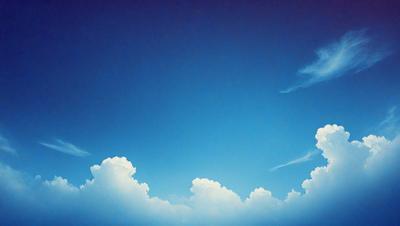 The primary subject of the image is a cloudy blue sky. The setting is a vast expanse of the sky, with no visible land or other objects. The visual style is a natural, outdoor scene. The colors and mood are predominantly blue and serene, with the clouds adding a sense of depth and movement to the sky.