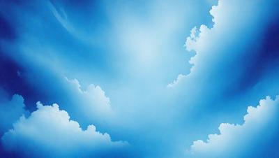 The primary subject of the image is a blue cloudy sky. The setting is a cloudy day with a blue sky, and the visual style is a painting. The colors and mood of the image are predominantly blue, creating a calm and serene atmosphere.