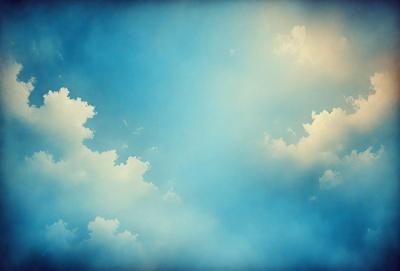 The primary subject of the image is a blue sky filled with clouds. The setting is a clear day with a cloudy sky, creating a serene atmosphere. The visual style is a natural, outdoor scene, with no indication of being a photo, digital art, illustration, drawing, pattern, texture, or clipart. The colors and mood are predominantly blue, with the clouds adding a touch of white and gray.