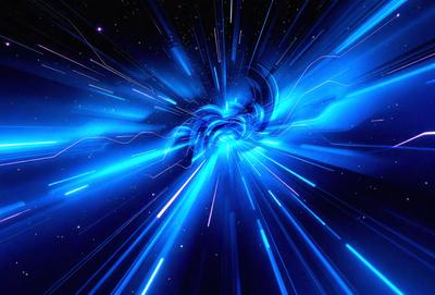 The primary subject of the image is a blue light, which appears to be a bright, swirling, and colorful light source. The setting is a dark background, which contrasts with the bright blue light. The visual style of the image is digital art, as it appears to be a computer-generated or digitally manipulated image. The dominant colors in the image are blue and white, creating a vibrant and energetic atmosphere.