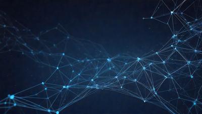 The primary subject of the image is a blue background with a pattern of white lines. The setting appears to be a dark, starry night, with the white lines creating a sense of depth and dimension. The visual style of the image is a combination of digital art and illustration, as the white lines are reminiscent of a computer-generated or hand-drawn pattern. The colors and mood of the image are predominantly dark and moody, with the blue background and white lines creating a sense of mystery and intrigue