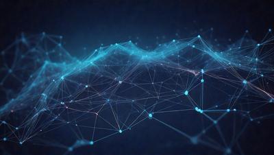 The primary subject of the image is a complex network of interconnected lines, which create a visually striking and intricate pattern. The setting is a dark blue background, which contrasts with the bright blue lines. The visual style is a combination of digital art and illustration, as the lines are rendered in a way that resembles a computer-generated or hand-drawn pattern. The colors and mood of the image are predominantly blue, with the dark blue background providing a sense of depth and contrast to the bright blue lines