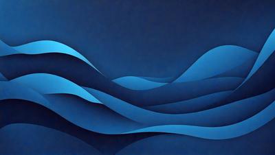 The primary subject of the image is a blue ocean wave. The setting is a dark blue background, which creates a dramatic contrast with the wave. The visual style is a digital art or illustration, as the wave is depicted in a detailed and artistic manner. The dominant colors are blue and black, giving the image a calm and serene atmosphere.