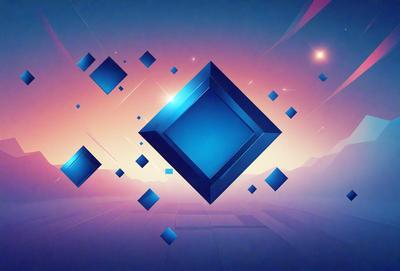 The primary subject of the image is a blue square, which is the main object, scene, or focus of the image. The setting or background features a purple sky, creating a vibrant and colorful atmosphere. The visual style of the image is digital art, as it appears to be a digital illustration or a digital drawing. The dominant colors in the image are blue and purple, which contribute to the overall mood of the scene.