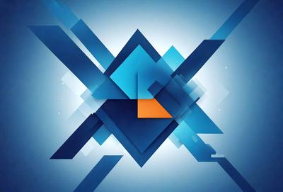 The primary subject of the image is a blue and orange geometric pattern. The setting is a blue background, and the visual style appears to be a digital art or illustration. The dominant colors are blue and orange, creating a vibrant and lively atmosphere.