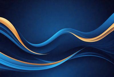 The primary subject of the image is a blue and orange wave pattern. The setting is a blue background, and the visual style appears to be a digital art or illustration. The dominant colors are blue and orange, creating a vibrant and energetic atmosphere.