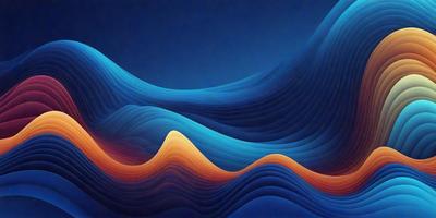 The primary subject of the image is a blue and orange wave pattern. The setting is a blue background, and the visual style appears to be a digital art or illustration. The dominant colors are blue and orange, creating a vibrant and energetic atmosphere.