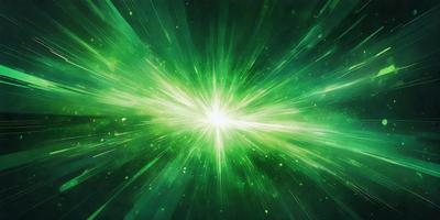 The primary subject of the image is a bright green light, which appears to be a neon light or a light source with a green hue. The setting is a dark background, which contrasts with the bright green light. The visual style of the image is a close-up of the green light, emphasizing its vibrant color and intensity. The colors and mood of the image are predominantly green, creating a lively and energetic atmosphere.
