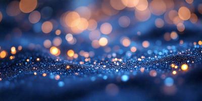 The primary subject of the image is a blue background with a pattern of bright, shining lights. The setting appears to be a nighttime sky, with the lights creating a mesmerizing effect. The visual style of the image is a combination of a photo and digital art, as the lights are arranged in a visually appealing manner. The colors and mood of the image are predominantly blue, with the bright lights adding a sense of energy and excitement to the scene.