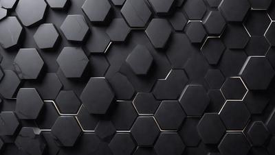 The primary subject of the image is a black and white patterned wall. The setting is a black background, and the visual style is a close-up of the pattern. The dominant colors are black and white, creating a bold and striking atmosphere.