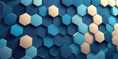 The primary subject of the image is a blue wall with a pattern of hexagonal shapes. The setting is a room with a blue background, and the visual style appears to be a digital art or illustration. The dominant colors are blue and white, creating a calm and soothing atmosphere.