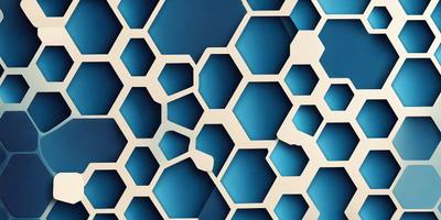 The primary subject of the image is a blue and white hexagonal pattern. The setting is a blue wall with hexagonal shapes, and the visual style is a digital art or illustration. The dominant colors are blue and white, creating a calm and soothing atmosphere.