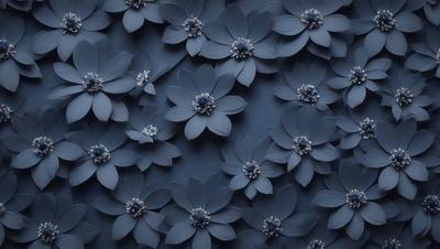 The primary subject of the image is a close-up of a flower, which is the main object of the scene. The setting is a blue background, which creates a contrasting and visually appealing environment. The visual style of the image is a combination of photo and digital art, as it features a detailed and realistic representation of the flower. The dominant colors in the image are blue and black, giving it a calm and serene atmosphere.