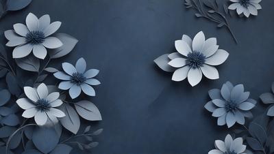 The primary subject of the image is a blue flower, which is the main object, scene, or focus of the image. The setting is a blue background, which adds to the overall atmosphere. The visual style is a combination of photo and digital art, creating a unique and artistic representation of the flower. The dominant colors are blue and white, which contribute to a calm and serene mood.