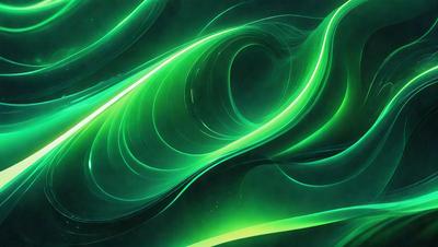 The primary subject of the image is a green, swirling, and curling pattern. The setting is a dark background, which contrasts with the vibrant green color of the pattern. The visual style appears to be a digital art or illustration, as the pattern is intricate and detailed. The colors and mood of the image are predominantly green, creating a sense of calmness and tranquility.