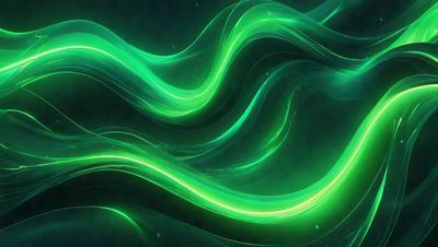 The primary subject of the image is a green, swirling, and flowing pattern. The setting is a dark background, which contrasts with the vibrant green colors of the swirling pattern. The visual style appears to be a digital art or illustration, as the swirling pattern is intricately detailed and the colors are rich and vivid. The overall atmosphere of the image is lively and dynamic, with the green swirls creating a sense of movement and energy.