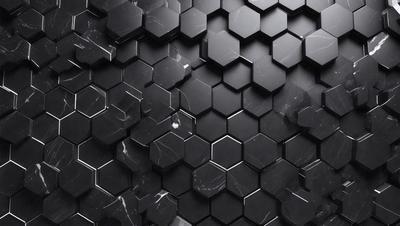 The primary subject of the image is a black and white marble pattern. The setting is a black background, which contrasts with the marble pattern. The visual style is a close-up of the marble pattern, showcasing its intricate details. The colors and mood of the image are predominantly black and white, giving it a classic and elegant appearance.