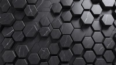 The primary subject of the image is a black and white marble pattern. The setting is a black background, and the visual style is a pattern or texture. The dominant colors are black and white, creating a classic and elegant atmosphere.