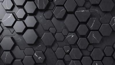 The primary subject of the image is a black and white marble pattern. The setting is a black background, and the visual style is a patterned texture. The dominant colors are black and white, creating a classic and elegant atmosphere.