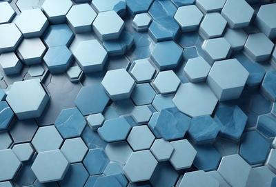 The primary subject of the image is a blue and white patterned tile. The setting is a blue and white tiled wall, which serves as the background. The visual style is a close-up of the tiled wall, showcasing the intricate pattern. The dominant colors are blue and white, creating a clean and modern atmosphere.
