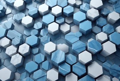The primary subject of the image is a blue and white marble pattern. The setting is a blue and white marble wall, which serves as the backdrop for the pattern. The visual style is a close-up of the marble pattern, showcasing the intricate details of the design. The colors and mood of the image are predominantly blue and white, creating a clean and elegant atmosphere.