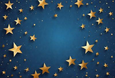 The primary subject of the image is a blue starry background with a large number of stars scattered throughout the scene. The setting is a dark, star-filled sky, and the visual style is a combination of a photo and digital art. The colors and mood of the image are predominantly dark and mysterious, with the blue background and the stars creating a sense of depth and wonder.