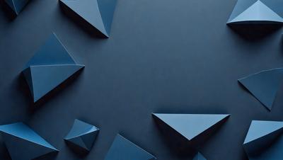 The primary subject of the image is a blue wall with a pattern of triangles. The setting is a room with a blue background, and the visual style is a combination of digital art and illustration. The dominant colors are blue and white, creating a calm and soothing atmosphere.