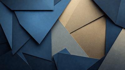 The primary subject of the image is a collection of blue and tan colored paper. The setting is a close-up of the paper, showcasing its texture and color. The visual style is a combination of photo and digital art, as the paper appears to be a collage of various shapes and sizes. The dominant colors are blue and tan, creating a calm and soothing atmosphere.
