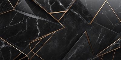 The primary subject of the image is a black and gold marble pattern. The setting is a black and gold marble wall, which serves as the background. The visual style is a combination of photo and digital art, creating a unique and intricate pattern. The colors and mood of the image are predominantly black and gold, giving it a luxurious and elegant appearance.