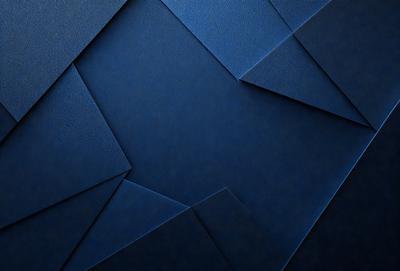 The primary subject of the image is a blue background with a geometric pattern. The setting is a dark room, and the visual style is a combination of a photo and digital art. The dominant colors are blue and black, creating a moody atmosphere.