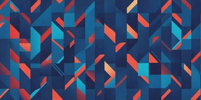 The primary subject of the image is a blue and red geometric pattern. The setting is a blue background, and the visual style appears to be a digital art or illustration. The dominant colors are blue and red, creating a vibrant and energetic atmosphere.