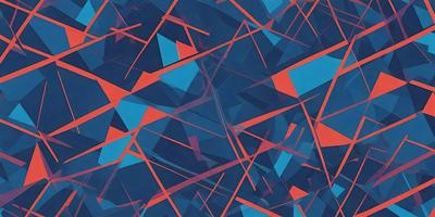 The primary subject of the image is a blue and red geometric pattern. The setting is a blue and red background, which creates a visually striking contrast with the pattern. The visual style of the image is a combination of digital art and illustration, showcasing the intricate design of the pattern. The dominant colors in the image are blue and red, creating a vibrant and energetic atmosphere.