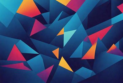 The primary subject of the image is a blue and yellow geometric pattern. The setting is a blue background, and the visual style is a digital art or illustration. The dominant colors are blue and yellow, creating a vibrant and lively atmosphere.