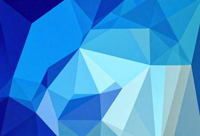 The primary subject of the image is a blue geometric pattern, which appears to be a digital art or illustration. The setting is a blue background, and the visual style is a combination of digital art and geometric patterns. The dominant colors in the image are blue and white, creating a calm and soothing atmosphere.