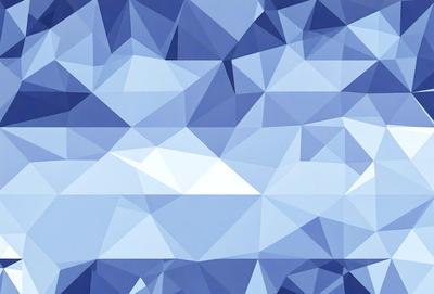 The primary subject of the image is a blue and white geometric pattern. The setting is a blue background, and the visual style is a digital art or illustration. The dominant colors are blue and white, creating a calm and soothing atmosphere.
