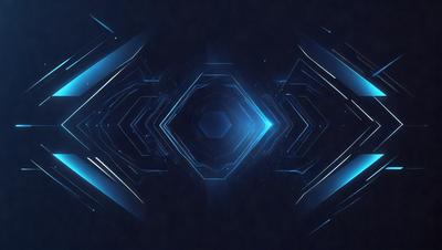 The primary subject of the image is a blue and white geometric pattern. The setting is a dark background, which contrasts with the bright colors of the pattern. The visual style is a digital art or illustration, as the pattern appears to be a part of a larger design. The dominant colors are blue and white, creating a calm and soothing atmosphere.