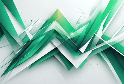 The primary subject of the image is a green and white geometric pattern. The setting is a white background, and the visual style is digital art. The dominant colors are green and white, creating a clean and modern atmosphere.