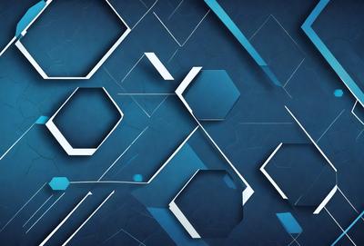 The primary subject of the image is a blue and white geometric pattern. The setting is a blue background, and the visual style appears to be a digital art or illustration. The dominant colors are blue and white, creating a calm and soothing atmosphere.
