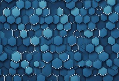 The primary subject of the image is a blue and white patterned background. The setting is a blue and white hexagonal pattern, which creates a visually appealing and cohesive design. The visual style of the image is a combination of digital art and illustration, as it features a well-defined and organized pattern. The colors and mood of the image are predominantly blue and white, giving it a clean, modern, and sophisticated appearance.