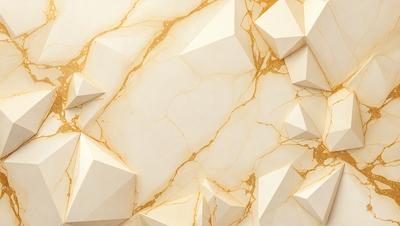 The primary subject of the image is a marble wall with a gold-colored pattern. The setting is a room with a white background. The visual style is a close-up of the marble wall, showcasing its intricate design. The colors and mood of the image are predominantly white and gold, giving it a luxurious and elegant appearance.