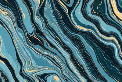 The primary subject of the image is a blue and gold swirling pattern, which appears to be a digital art or illustration. The setting is a blue and black background, creating a striking contrast with the swirling pattern. The visual style is a combination of digital art and illustration, giving the image a unique and artistic appearance. The dominant colors are blue and gold, creating a sense of depth and sophistication. Overall, the image evokes a sense of beauty and creativity.