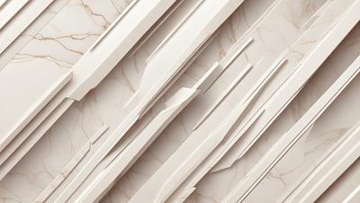 The primary subject of the image is a white marble wall with a pattern of white and grey stripes. The setting is a room with a white marble surface, which adds to the overall visual style. The image is a digital art piece, showcasing the artist's skill in creating intricate patterns and designs. The colors and mood of the image are predominantly white and grey, giving it a clean and minimalist appearance.