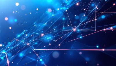 The primary subject of the image is a blue background with a pattern of blue lines and dots. The setting is a dark blue background, which creates a contrast with the blue lines and dots. The visual style is digital art, as the lines and dots are created using a computer program. The colors and mood of the image are predominantly blue, giving it a calm and serene atmosphere.
