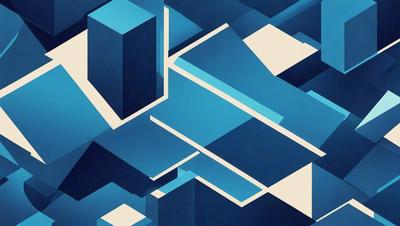 The primary subject of the image is a blue and white geometric pattern. The setting is a blue background, and the visual style appears to be a digital art or illustration. The dominant colors are blue and white, creating a calm and soothing atmosphere.