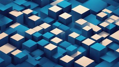 The primary subject of the image is a blue and white checkered pattern. The setting is a blue background, and the visual style appears to be a digital art or illustration. The dominant colors are blue and white, creating a calm and soothing atmosphere.